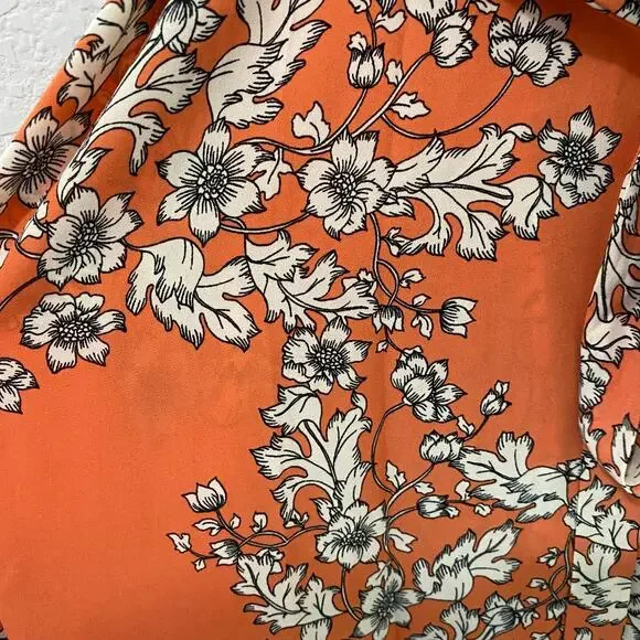 Nanette Lepore V-Neck Short Sleeve Pintuck Front Tie Dress A-line Floral Size 16 - Picture 6 of 9